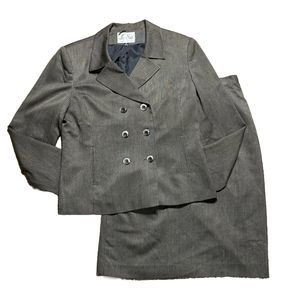 Le Suit Skirt double Breasted Brown Size 12 Lightweight Career Church Business